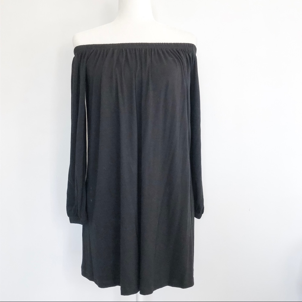 ASOS Off Shoulder Boho Mini Dress Black Size 6